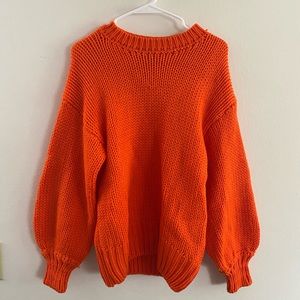Forever 21 neon orange balloon sleeve sweater
